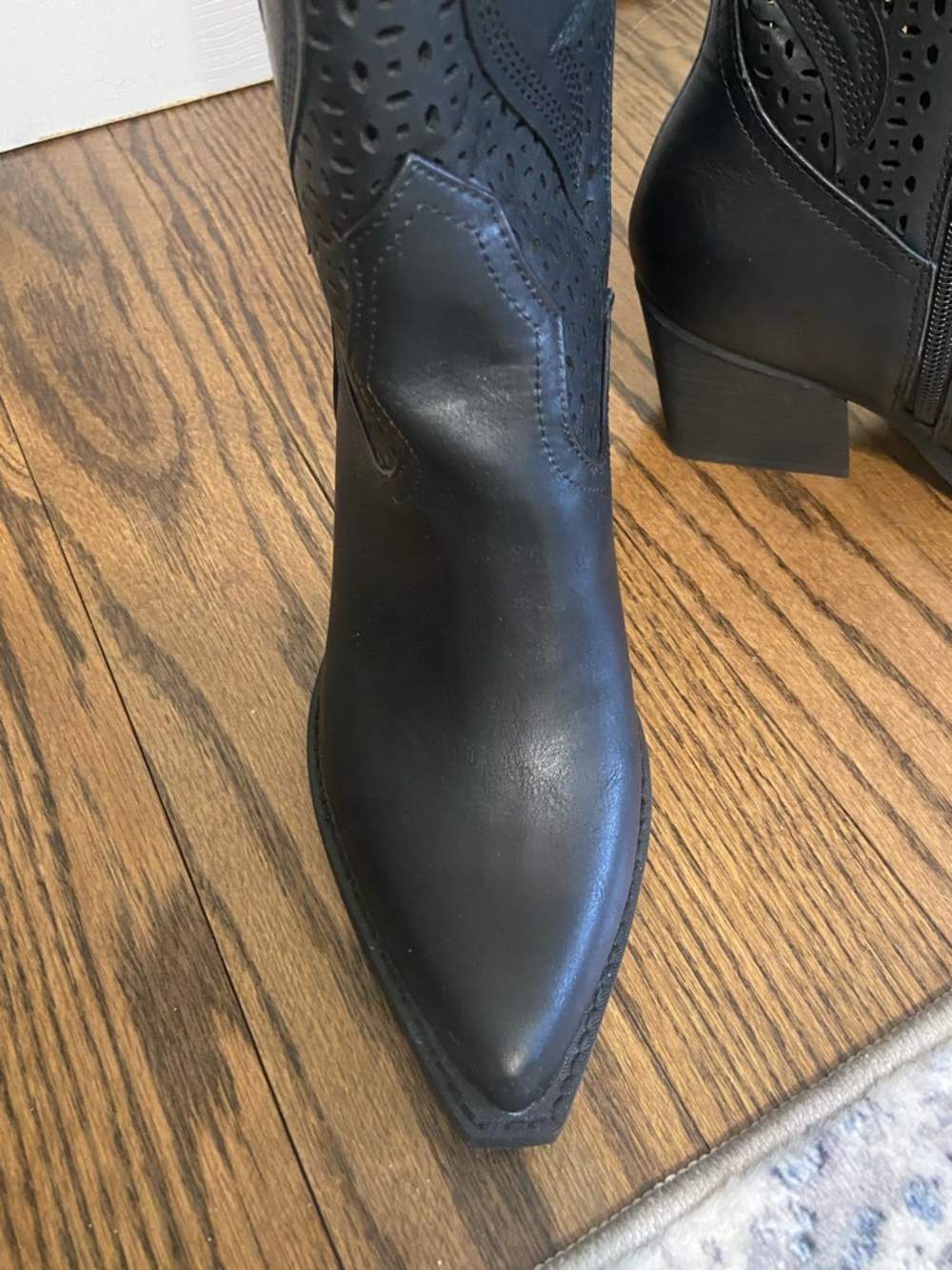 Dolce Vita Black Pointed Heeled Western Ankle Boots